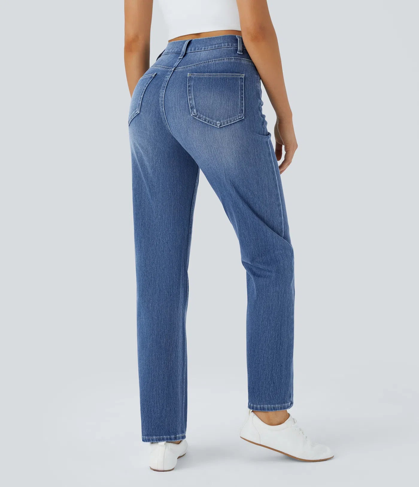 LavishLure4U™ High Waisted Straight Leg Stretchy Knit Casual Jeans