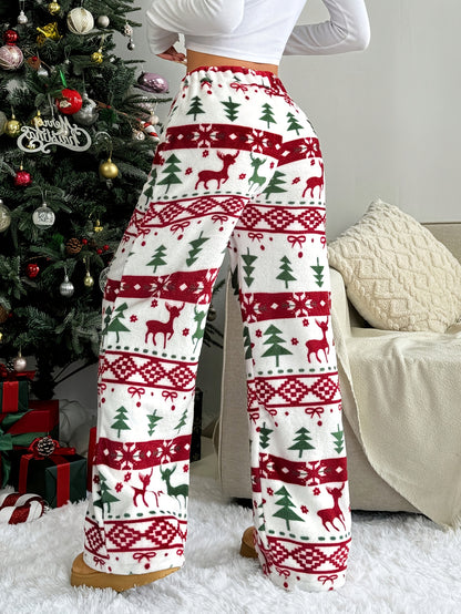 Festive Plush Wide-Leg Pants